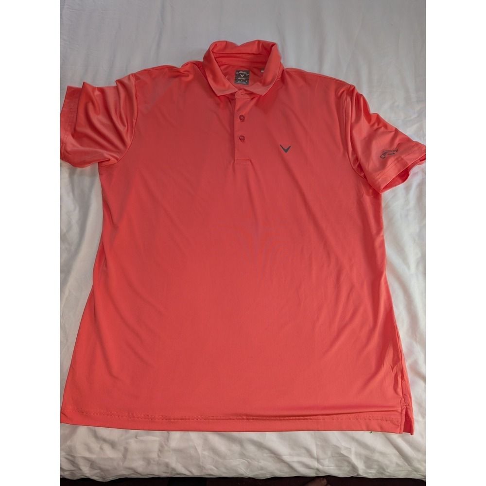 Callaway Men's Opti-Dri Performance Golf Polo‎ Shirt Size Large, Peach/Salmon